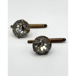 Estate Vintage French glass prong set cuff links